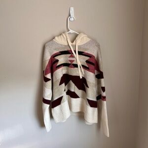 Lou & Grey Cream and Burgundy Patterned Sweater